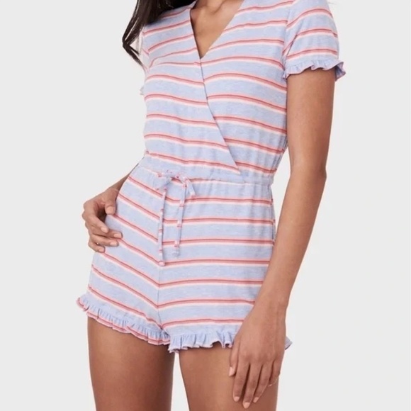 La Vie En Rose Pants - La Vie en Rose romper striped ruffles short rayon short sleeve summer spring